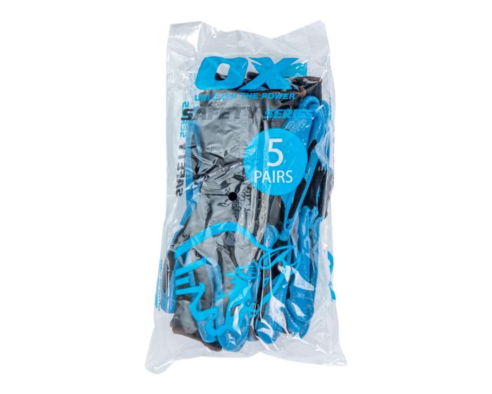 Ox Polyester Lined Nitrile Glove - 5 pair