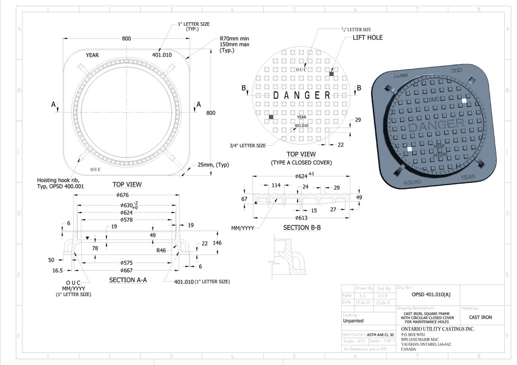 Maintenance Hole 401.010 Frame & Cover