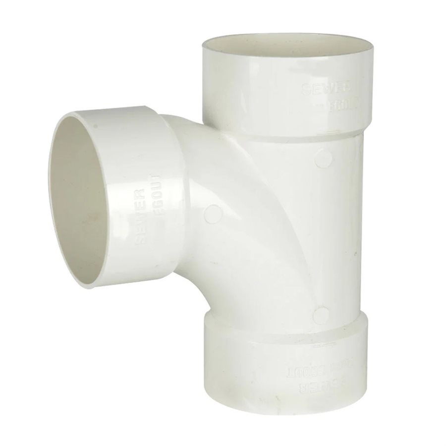 PVC 4" Sanitary Tee (Hub x Hub x Hub)