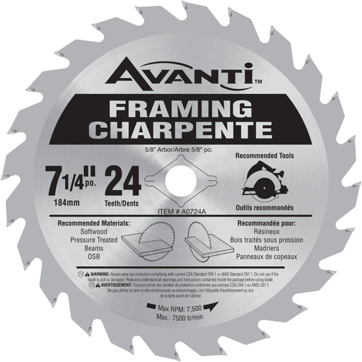 [DBL.<2.A0724A] Avanti 7-1/4 x 24 Framing Blade